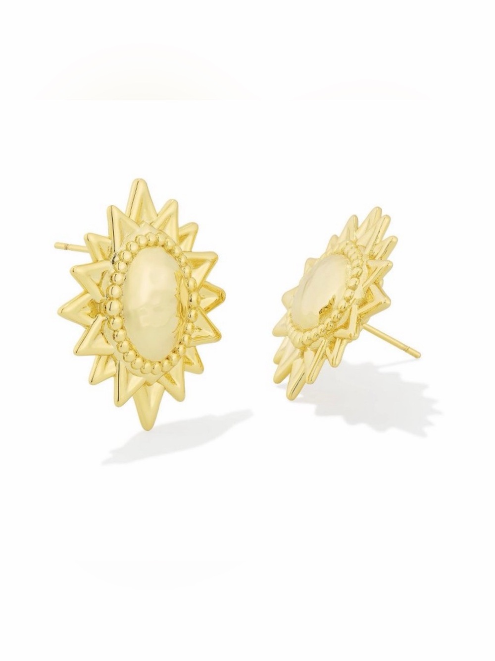 NWT Kendra Scott Gold Sunburst Oval Stud Earrings